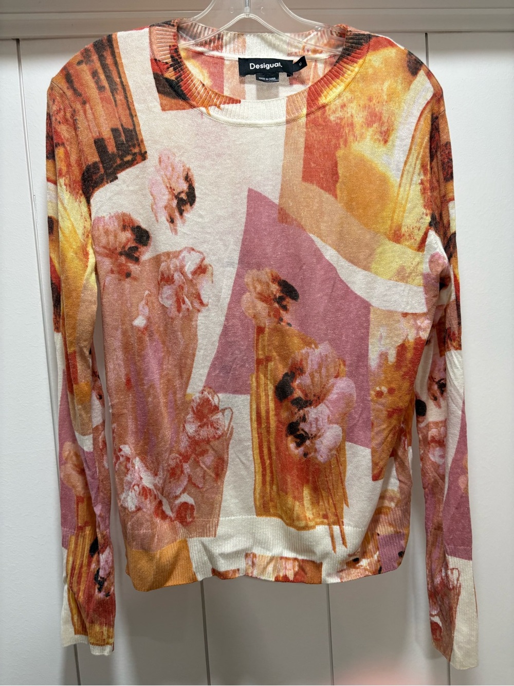 Desigual Women's collage Abstract Floral Crewneck Sweater size medium